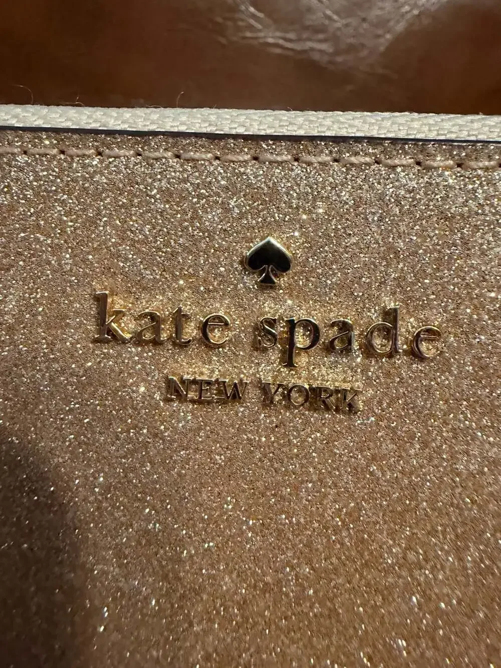 Kate Spade Boxed Large Continental Wallet in Gold Glitter
